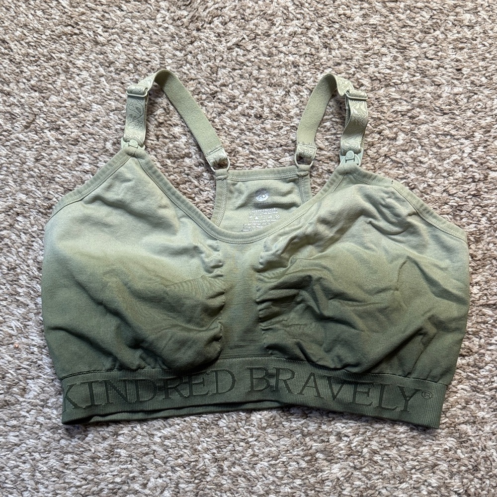 Kindred Bravely Olive Green Nursing Sports Bra busty grande